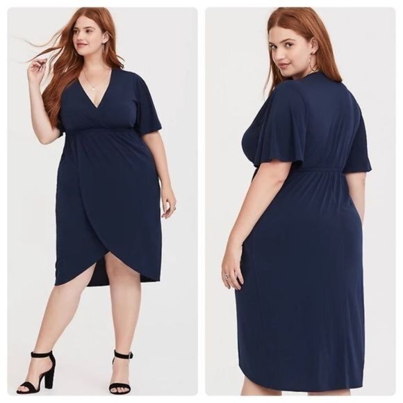 Torrid Teal Ribbed Knit Faux Wrap Dress Sz 1 (14/16) - Picture 10 of 10